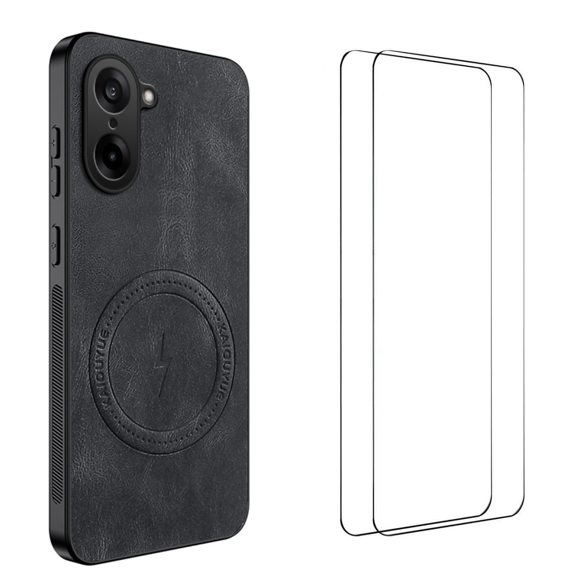 WANLONFENG För OnePlus Ace 5 Racing 5G / OnePlus Nord CE5 5G SD-serien Magnetiskt skal Nappatextur PC TPU mobilskal med 2 st. skärmfilm