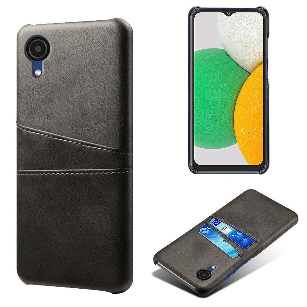 For Samsung Galaxy A23e Dual Card Slots Back Cover Anti-scratch PU Leather Coated Hard PC Protective Case