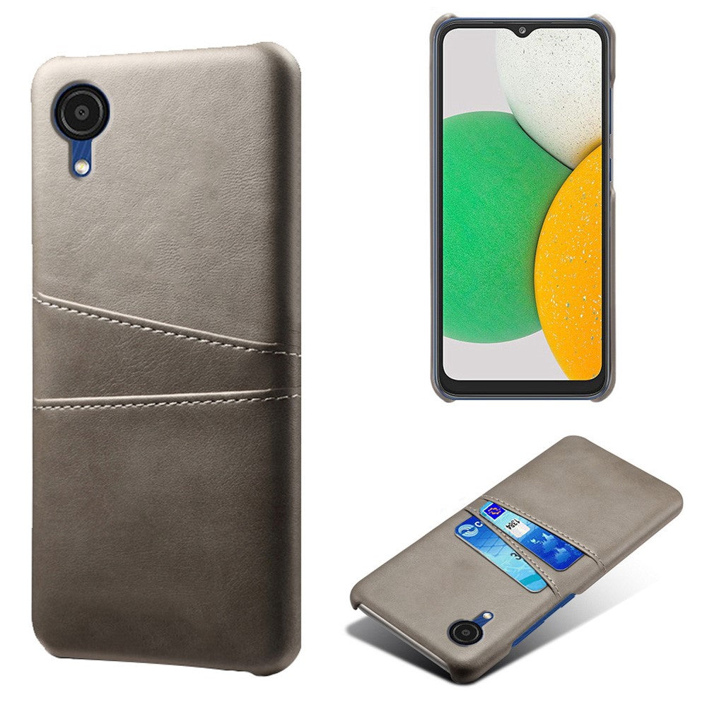 For Samsung Galaxy A23e Dual Card Slots Back Cover Anti-scratch PU Leather Coated Hard PC Protective Case