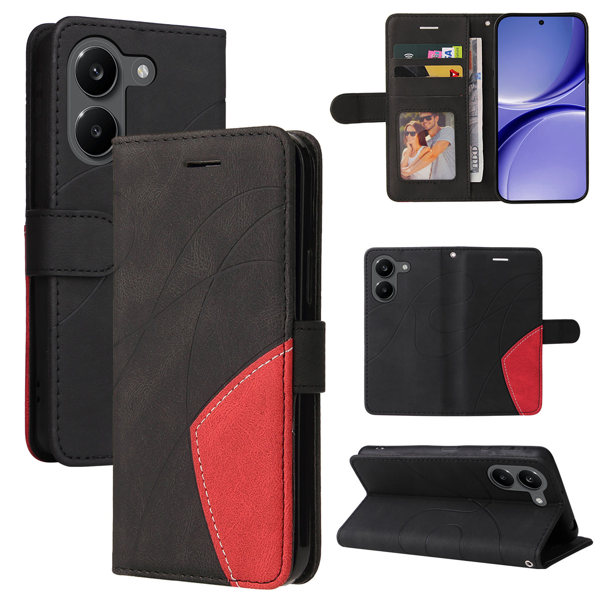 For Xiaomi Poco X8 Pro 5G / Xiaomi Redmi Turbo 5 5G Leather Phone Case Stand Wallet with Bi-colour Splicing Design