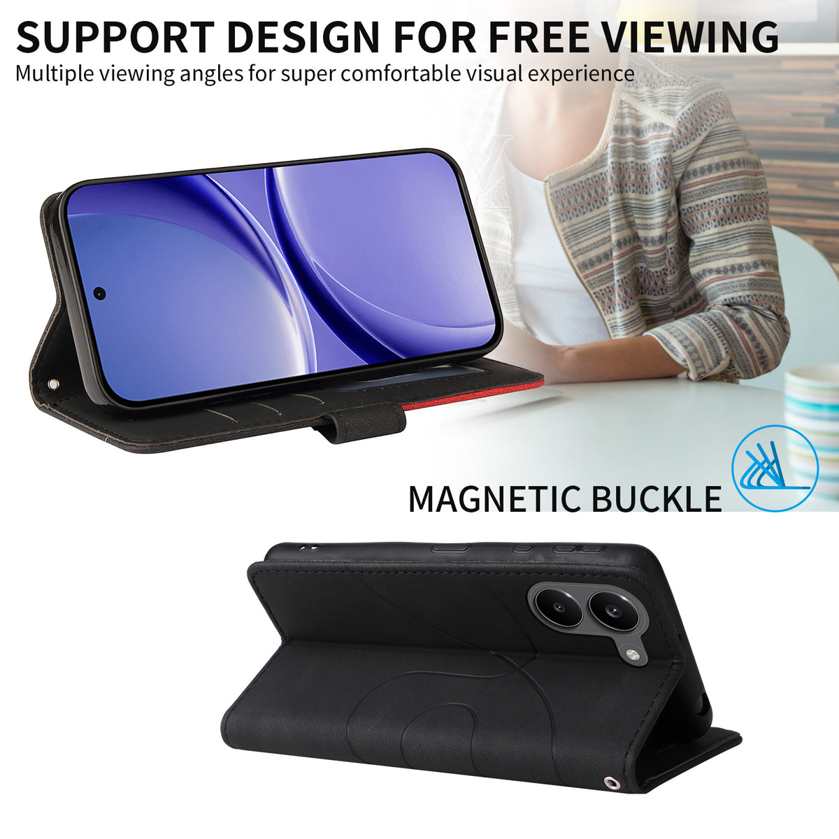 For Xiaomi Poco X8 Pro 5G / Xiaomi Redmi Turbo 5 5G Leather Phone Case Stand Wallet with Bi-colour Splicing Design