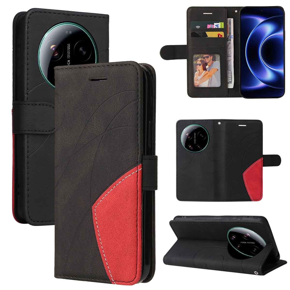 For Xiaomi 17 Ultra 5G Leather Phone Case Stand Wallet with Bi-colour Splicing Design