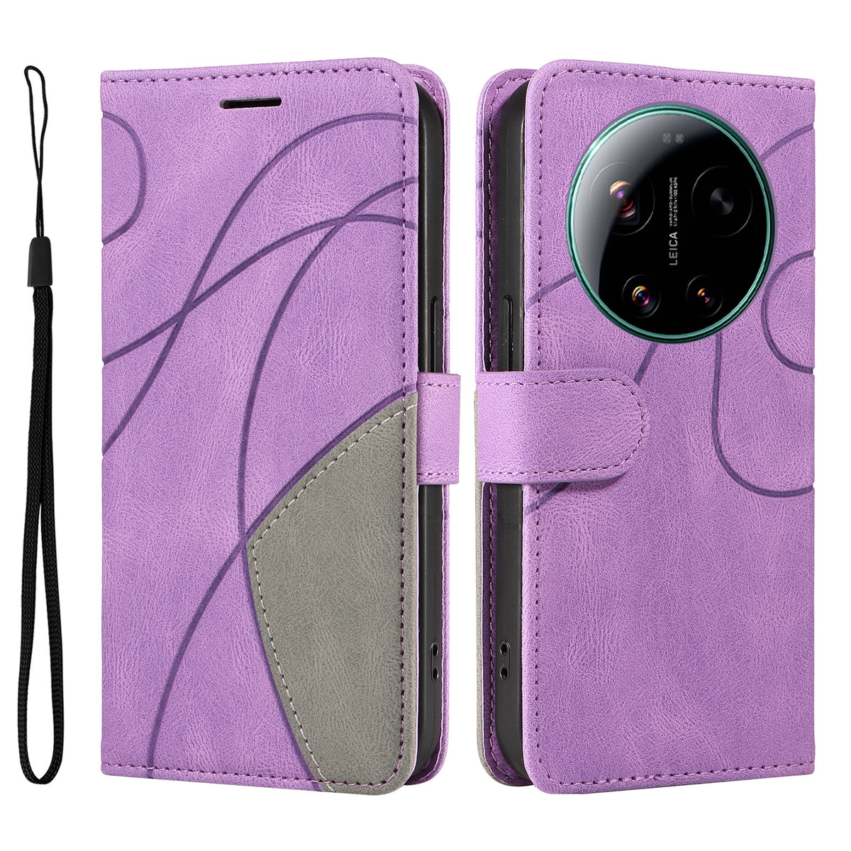 For Xiaomi 17 Ultra 5G Leather Phone Case Stand Wallet with Bi-colour Splicing Design