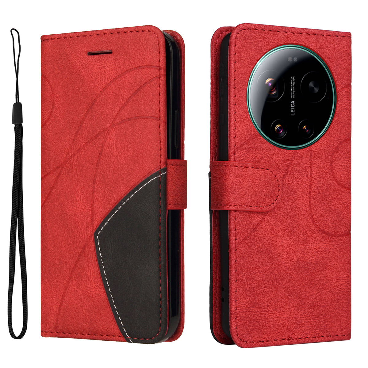 For Xiaomi 17 Ultra 5G Leather Phone Case Stand Wallet with Bi-colour Splicing Design