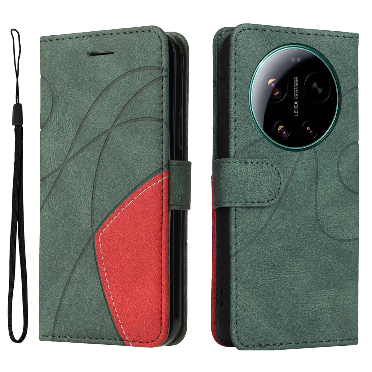For Xiaomi 17 Ultra 5G Leather Phone Case Stand Wallet with Bi-colour Splicing Design