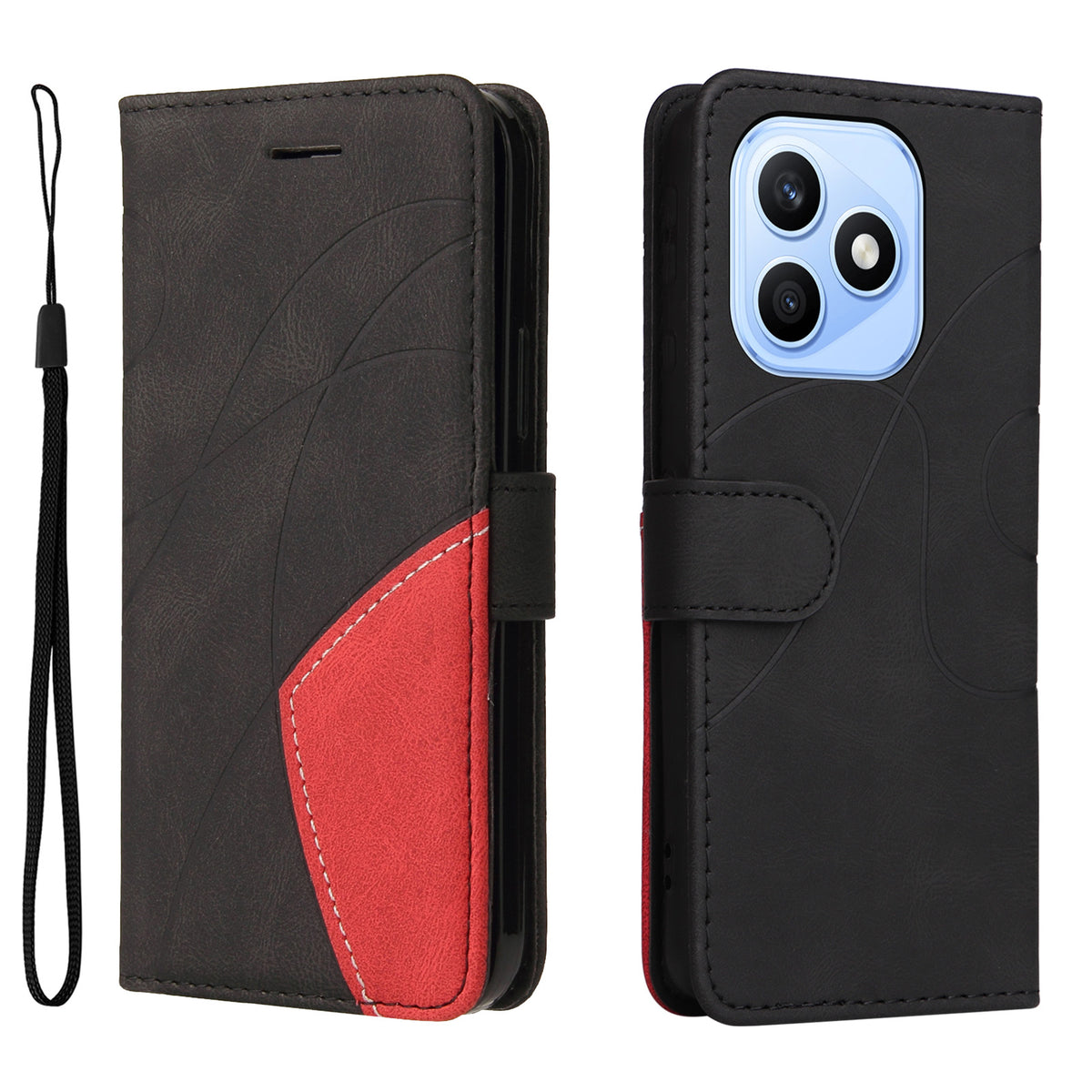 Til Honor X8d 4G Læder Telefoncover Stativ Pung med Tofarvet Splejse-design