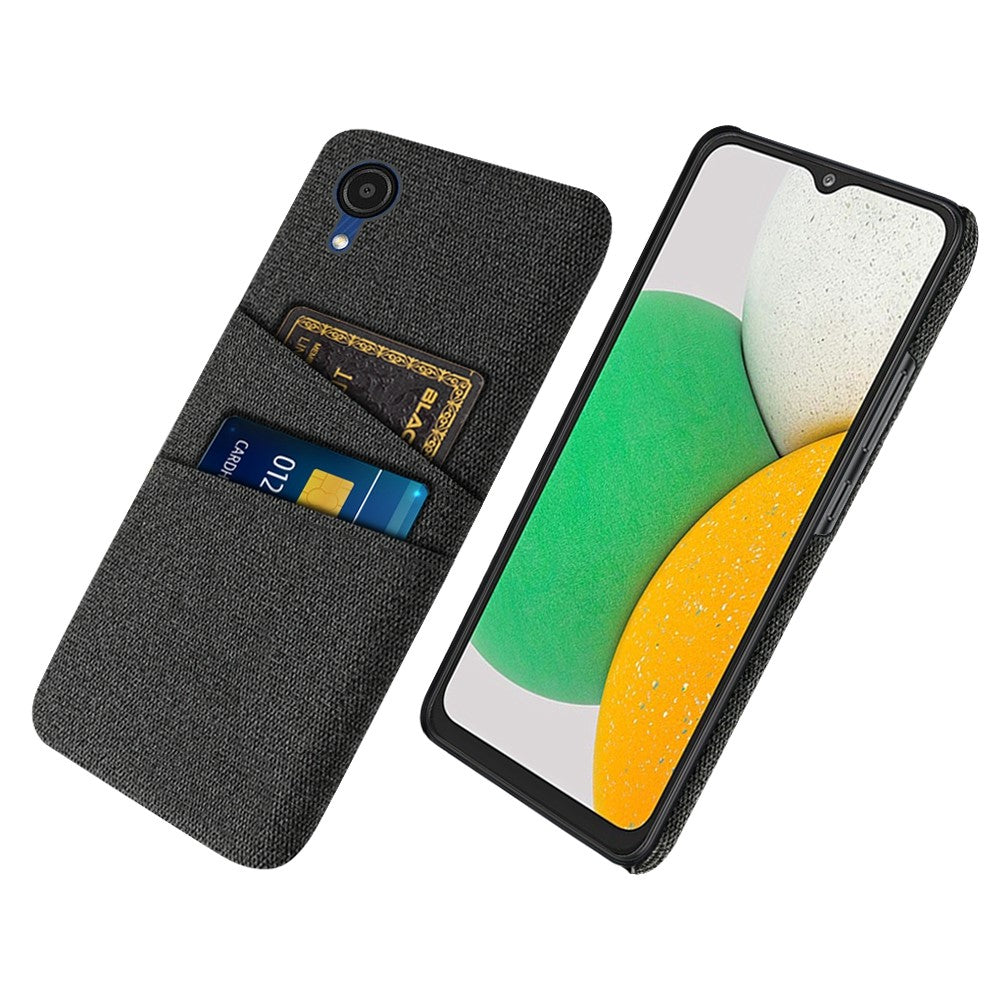 For Samsung Galaxy A23e Cloth Texture Dual Card Slots Phone Back Case Hard PC Drop-proof Cover
