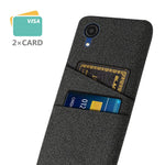 For Samsung Galaxy A23e Cloth Texture Dual Card Slots Phone Back Case Hard PC Drop-proof Cover