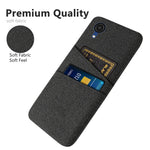 For Samsung Galaxy A23e Cloth Texture Dual Card Slots Phone Back Case Hard PC Drop-proof Cover