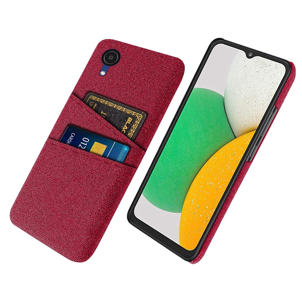 For Samsung Galaxy A23e Cloth Texture Dual Card Slots Phone Back Case Hard PC Drop-proof Cover