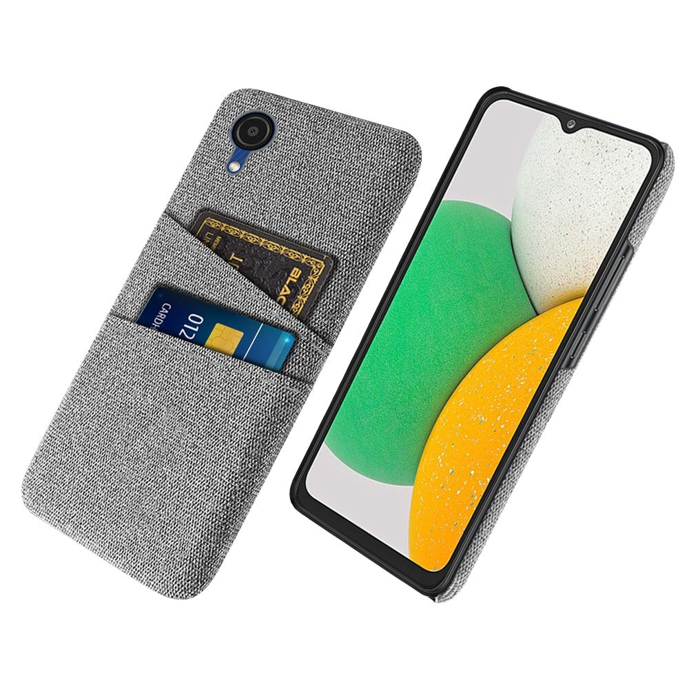 For Samsung Galaxy A23e Cloth Texture Dual Card Slots Phone Back Case Hard PC Drop-proof Cover
