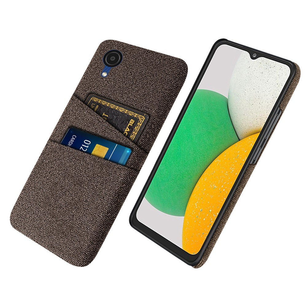 For Samsung Galaxy A23e Cloth Texture Dual Card Slots Phone Back Case Hard PC Drop-proof Cover