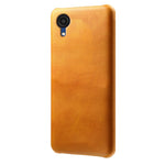 For Samsung Galaxy A23e Calf Textured PU Leather Coated PC Protective Cover Shockproof Phone Back Case