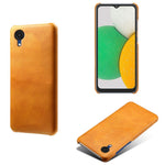 For Samsung Galaxy A23e Calf Textured PU Leather Coated PC Protective Cover Shockproof Phone Back Case