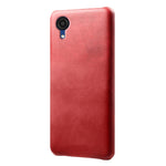 For Samsung Galaxy A23e Calf Textured PU Leather Coated PC Protective Cover Shockproof Phone Back Case