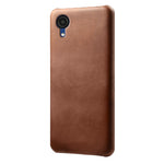 For Samsung Galaxy A23e Calf Textured PU Leather Coated PC Protective Cover Shockproof Phone Back Case