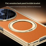 For Oppo Find N6 5G Magnetic Case with Tempered Glass 360° Rotatable Metal Ring Kickstand PU Leather + PC + Acrylic Cover