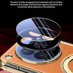 For Oppo Find N6 5G Magnetic Case with Tempered Glass 360° Rotatable Metal Ring Kickstand PU Leather + PC + Acrylic Cover