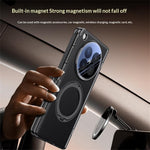 For Oppo Find N6 5G Magnetic Case with Tempered Glass 360° Rotatable Metal Ring Kickstand PU Leather + PC + Acrylic Cover