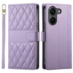 For Xiaomi Poco X8 Pro 5G  /  Redmi Turbo 5 5G Wallet Case Rhombus Stitching Stand Leather Phone Cover with Long  /  Short Strap