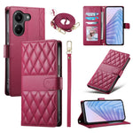 For Xiaomi Poco X8 Pro 5G  /  Redmi Turbo 5 5G Wallet Case Rhombus Stitching Stand Leather Phone Cover with Long  /  Short Strap