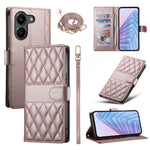 For Xiaomi Poco X8 Pro 5G  /  Redmi Turbo 5 5G Wallet Case Rhombus Stitching Stand Leather Phone Cover with Long  /  Short Strap