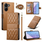 For Xiaomi Poco X8 Pro 5G  /  Redmi Turbo 5 5G Wallet Case Rhombus Stitching Stand Leather Phone Cover with Long  /  Short Strap