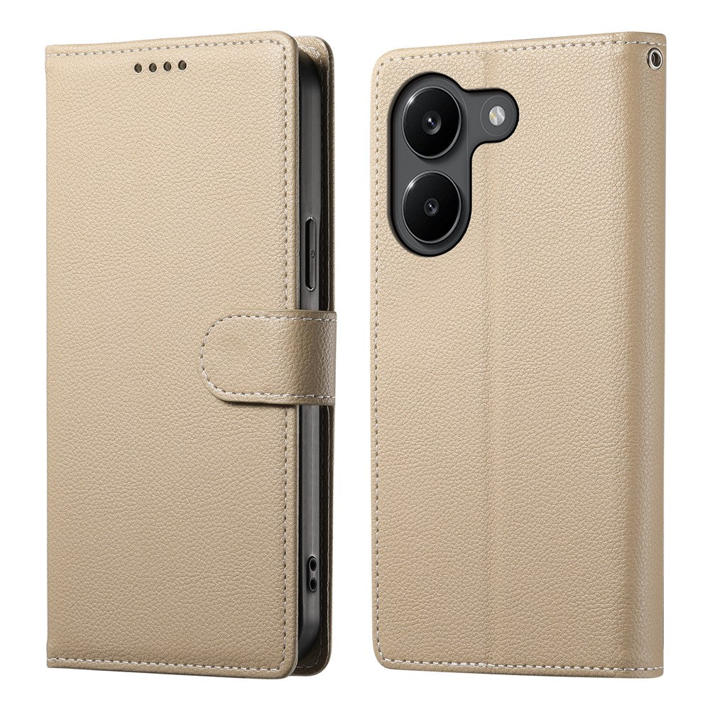 For Xiaomi Poco X8 Pro 5G  /  Redmi Turbo 5 5G Case Magnetic Snap Litchi Texture Leather Wallet Phone Cover with Wrist Strap