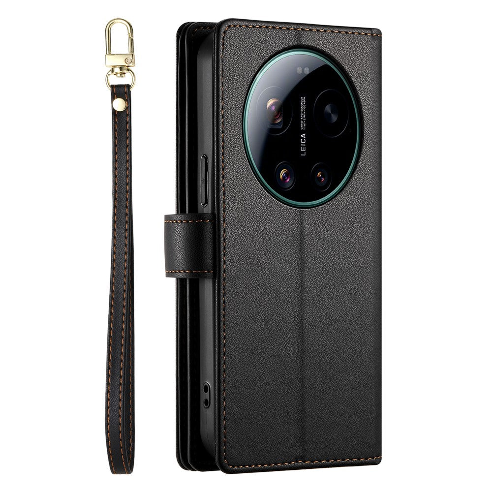 For Xiaomi 17 Ultra 5G Leather Case Zipper Pocket Wallet Phone Cover with Straps