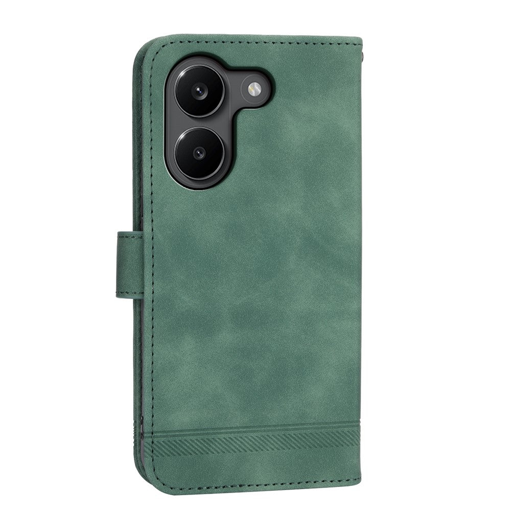 DIERFENG DF-03 För Xiaomi Poco X8 Pro 5G / Redmi Turbo 5 5G Läderfodral Linjer Avtryck Plånboksfodral med Handledsrem
