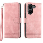 DIERFENG DF-03 För Xiaomi Poco X8 Pro 5G / Redmi Turbo 5 5G Läderfodral Linjer Avtryck Plånboksfodral med Handledsrem