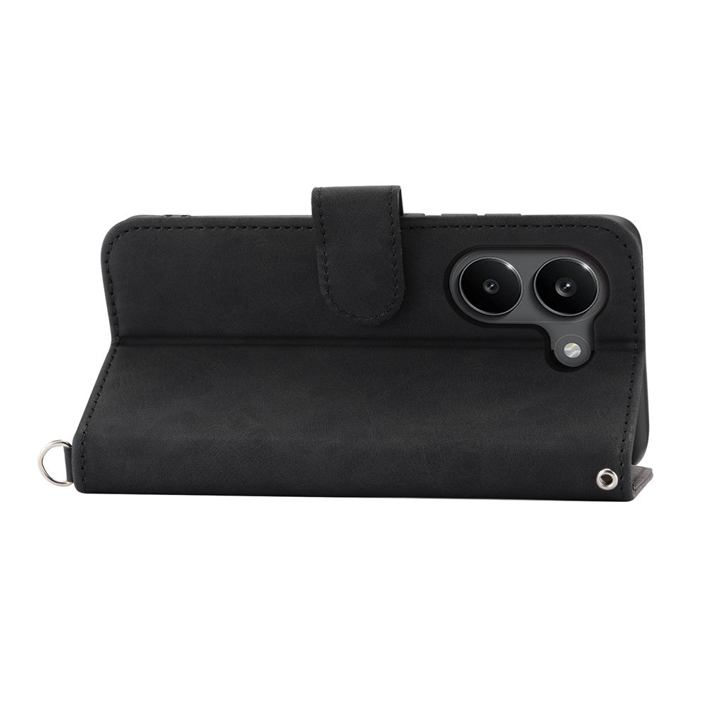 For Xiaomi Poco X8 Pro 5G  /  Redmi Turbo 5 5G Wallet Case Flower Pattern PU Leather Phone Cover with Strap