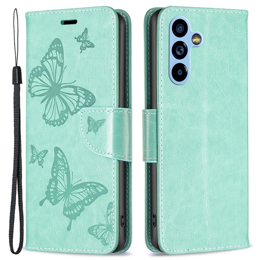 For Samsung Galaxy A54 5G Wallet Case Imprinted Butterflies Leather Phone Cover with Strap
