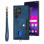 Samsung Galaxy S26 Ultra Läderskal med Korthållare - Blå