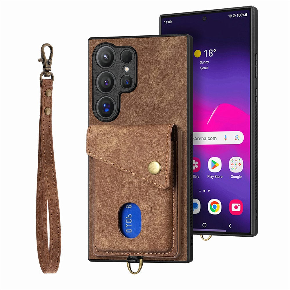 Samsung Galaxy S26 Ultra Läderskal med Korthållare - Brun
