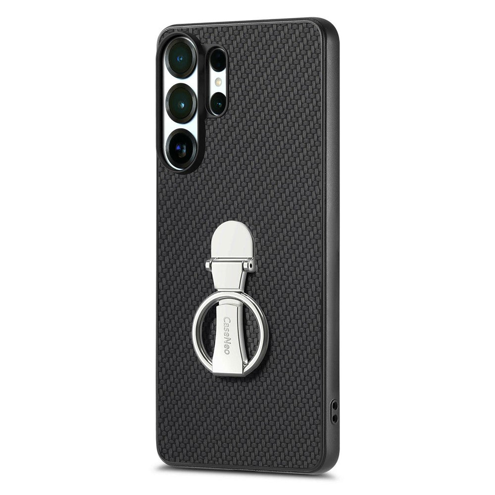 CASENEO C1-19 til Samsung Galaxy S26 Ultra Etui Foldbar Støttefod Læder Bagcover Kulfibertekstur