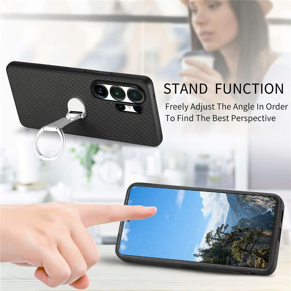 CASENEO C1-19 til Samsung Galaxy S26 Ultra Etui Foldbar Støttefod Læder Bagcover Kulfibertekstur