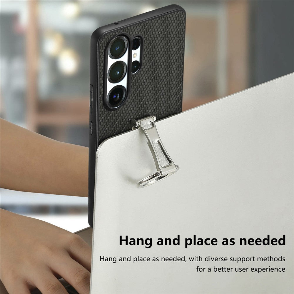 CASENEO C1-19 til Samsung Galaxy S26 Ultra Etui Foldbar Støttefod Læder Bagcover Kulfibertekstur
