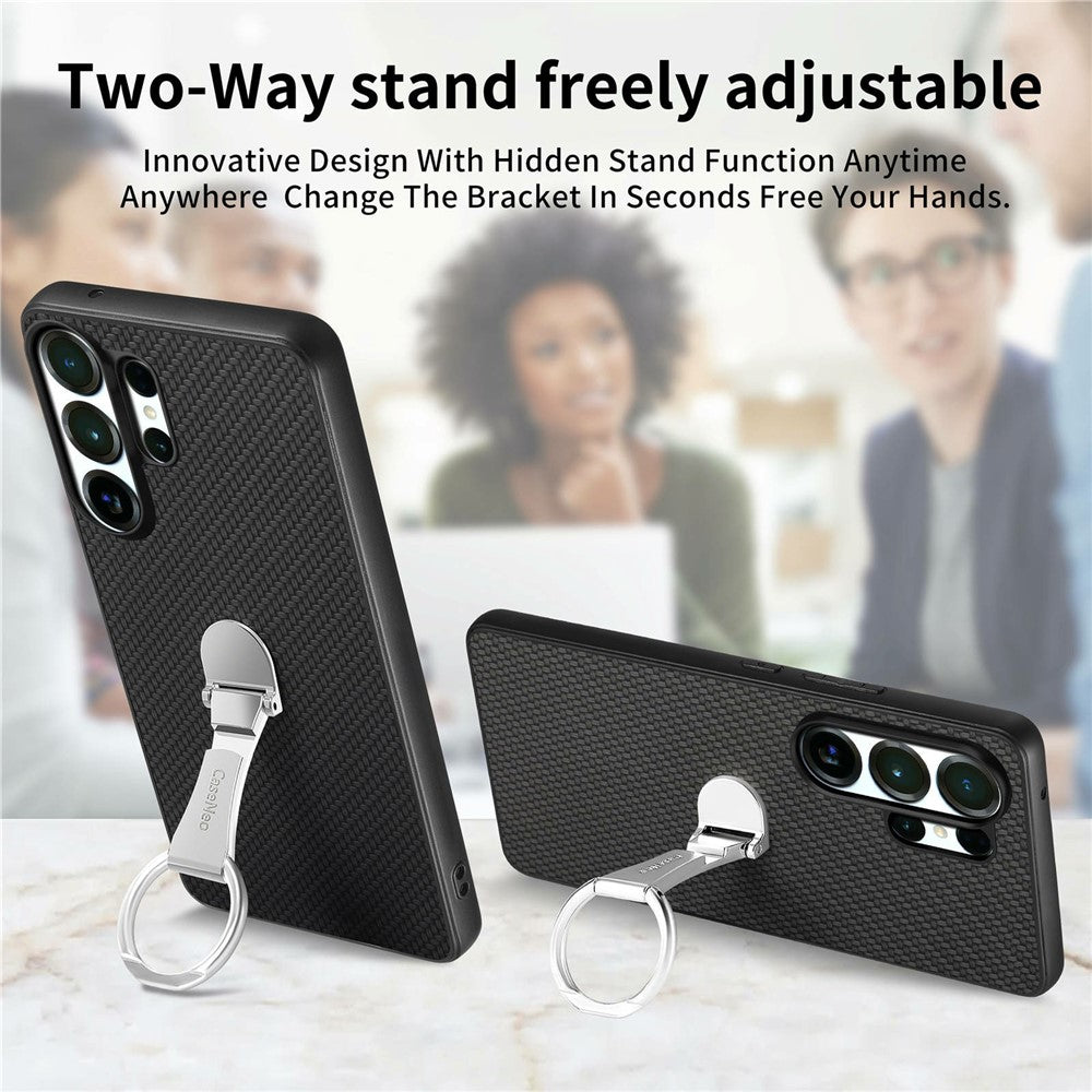 CASENEO C1-19 til Samsung Galaxy S26 Ultra Etui Foldbar Støttefod Læder Bagcover Kulfibertekstur
