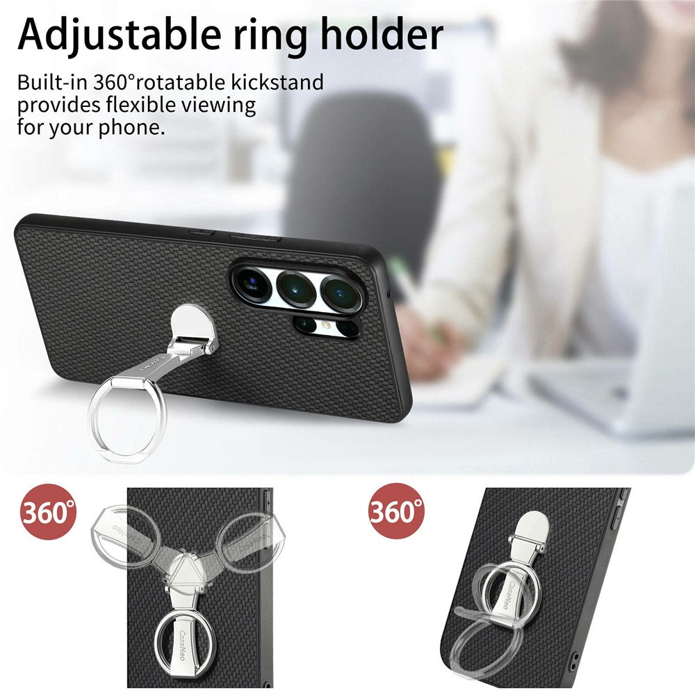 CASENEO C1-19 til Samsung Galaxy S26 Ultra Etui Foldbar Støttefod Læder Bagcover Kulfibertekstur