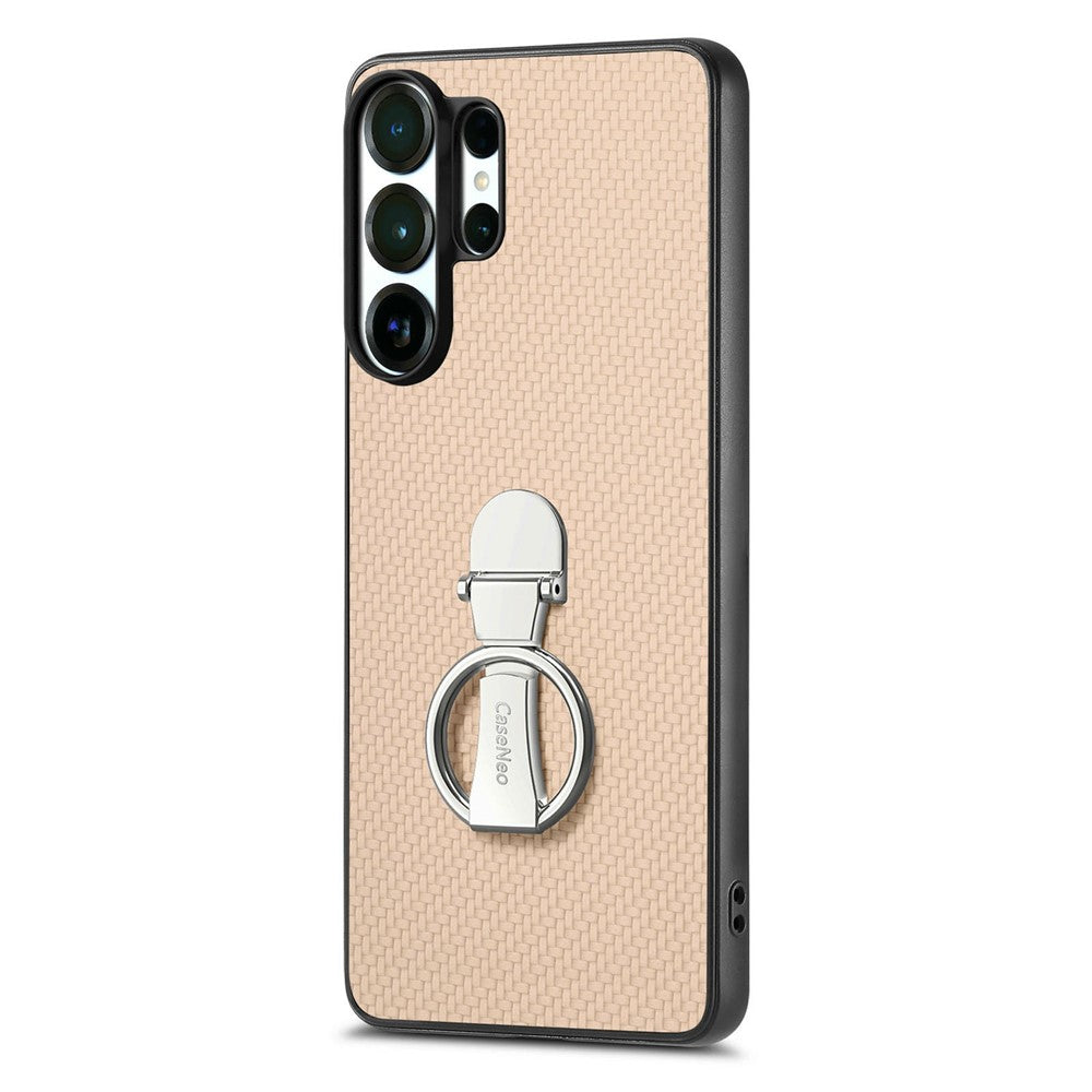 CASENEO C1-19 til Samsung Galaxy S26 Ultra Etui Foldbar Støttefod Læder Bagcover Kulfibertekstur