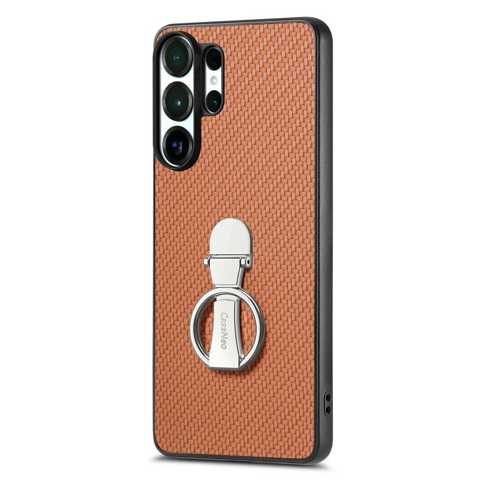 CASENEO C1-19 til Samsung Galaxy S26 Ultra Etui Foldbar Støttefod Læder Bagcover Kulfibertekstur