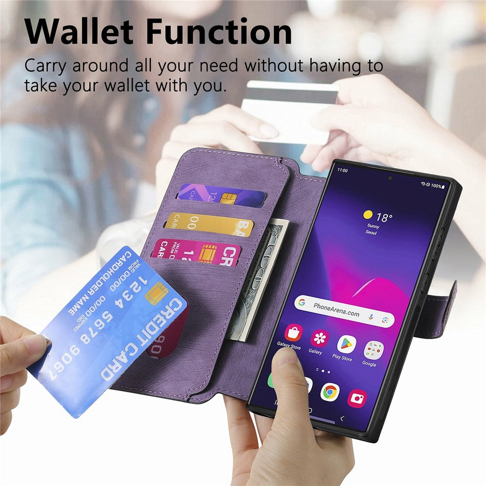 CASENEO MW-03 For Samsung Galaxy S26 Ultra Magnetic Case Detachable Leather Phone Wallet Cover