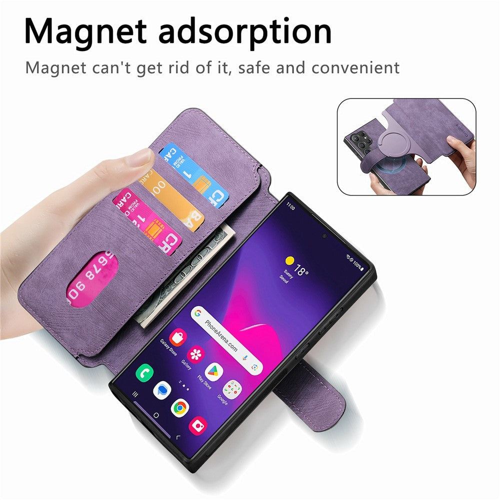 CASENEO MW-03 For Samsung Galaxy S26 Ultra Magnetic Case Detachable Leather Phone Wallet Cover