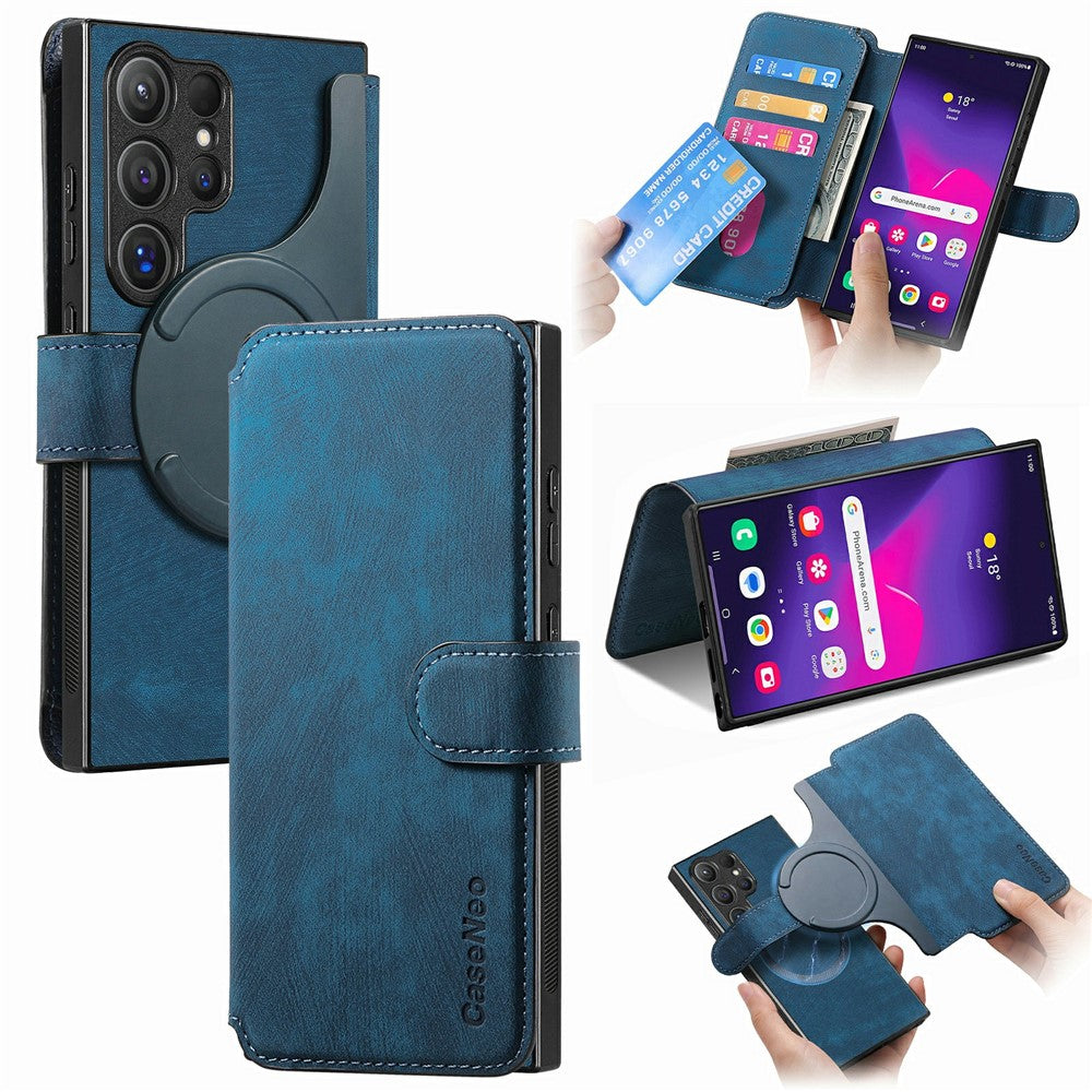 CASENEO MW-03 For Samsung Galaxy S26 Ultra Magnetic Case Detachable Leather Phone Wallet Cover