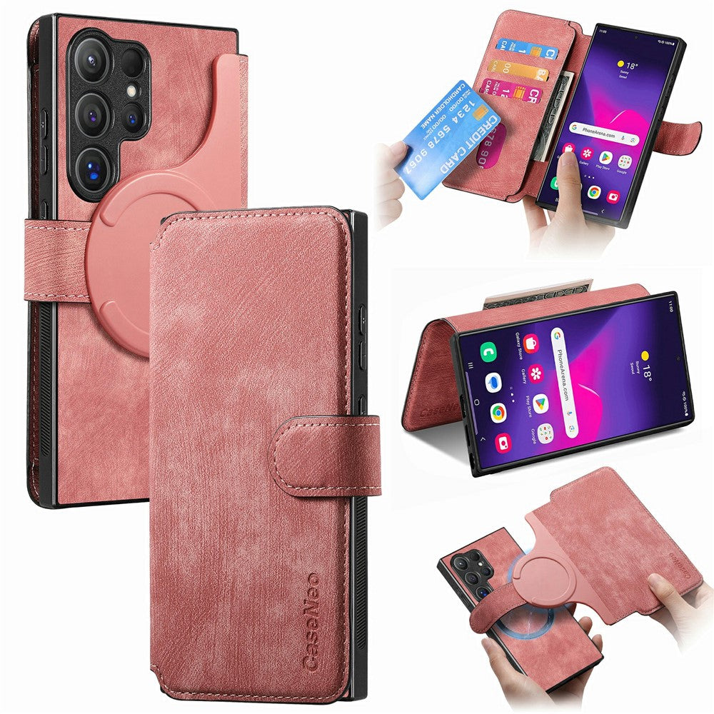 CASENEO MW-03 For Samsung Galaxy S26 Ultra Magnetic Case Detachable Leather Phone Wallet Cover