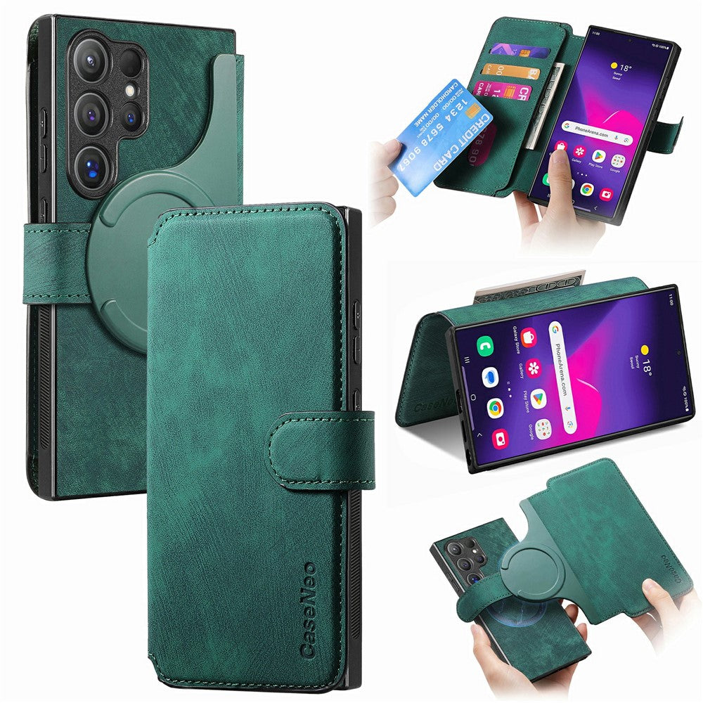 CASENEO MW-03 For Samsung Galaxy S26 Ultra Magnetic Case Detachable Leather Phone Wallet Cover