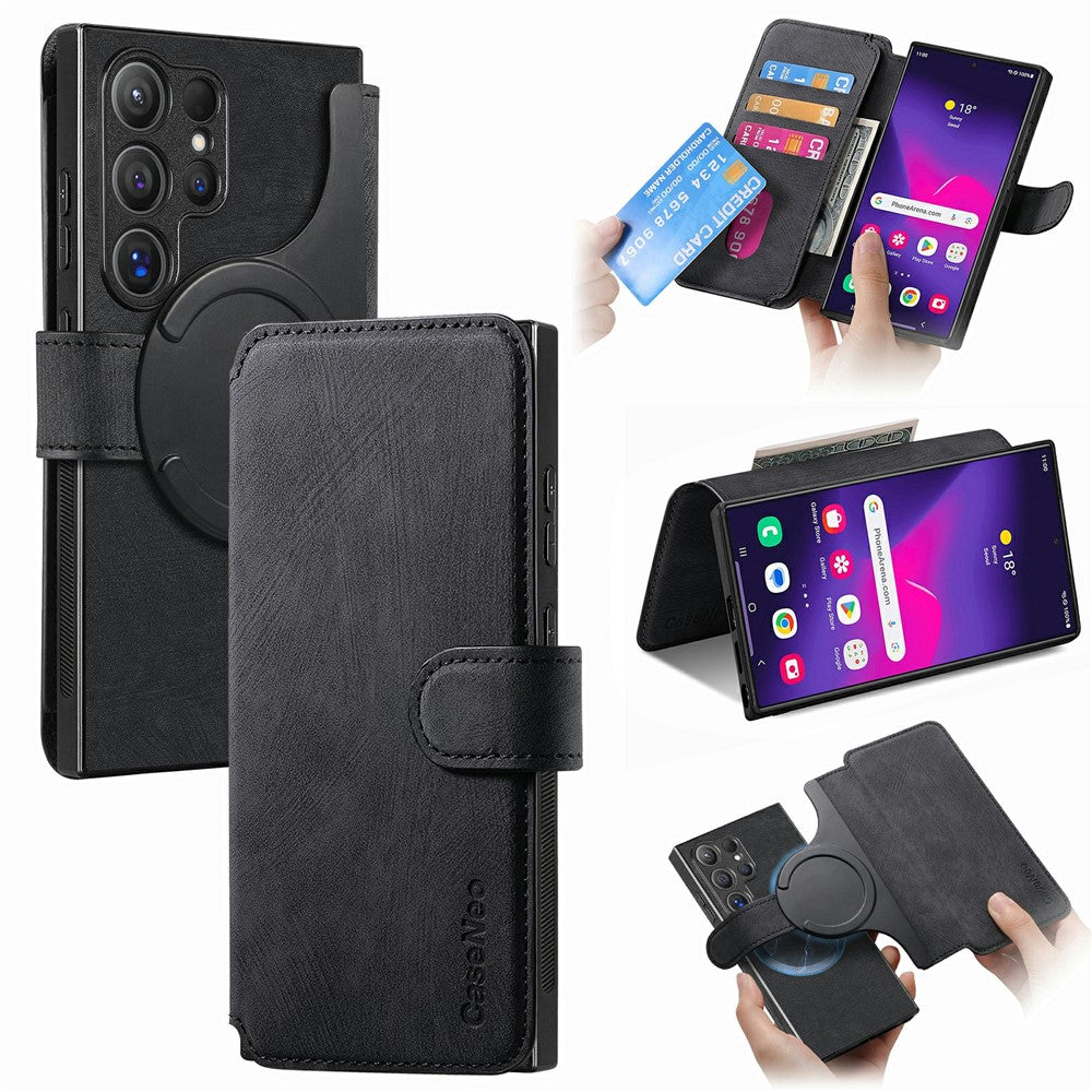 CASENEO MW-03 For Samsung Galaxy S26 Ultra Magnetic Case Detachable Leather Phone Wallet Cover