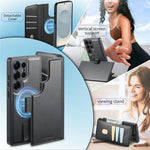 CASENEO For Samsung Galaxy S26 Ultra Magnetic Case RFID Blocking Wallet Detachable Leather Phone Cover with Wristband