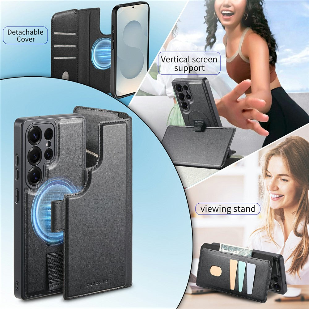 CASENEO For Samsung Galaxy S26 Ultra Magnetic Case RFID Blocking Wallet Detachable Leather Phone Cover with Wristband
